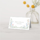 Meadow Pastel Franse Rozen Bloemenbruiloft Plaatskaartje (Achterkant)
