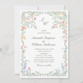 Meadow Pastel Franse Rozen Bloemenbruiloft QR code Kaart (Voorkant)