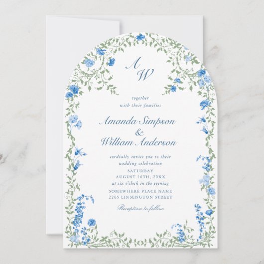 Meadow Pastel Franse Rozen Bloemenbruiloft QR code Kaart (Voorkant)