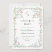 Meadow Pastel Franse Rozen Bloemenbruiloft Save The Date (Voorkant)