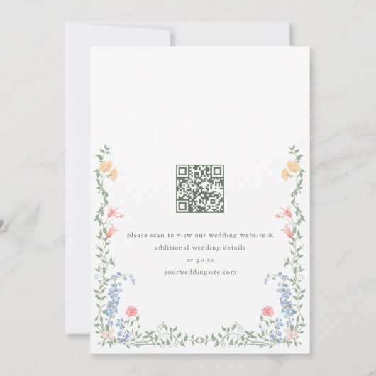 Meadow Pastel Franse Rozen Bloemenbruiloft Save The Date (Achterkant)