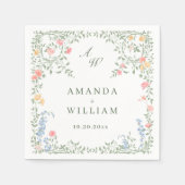 Meadow Pastel Franse Rozen Bloemenbruiloft Servet (Voorkant)