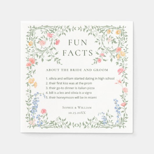 Meadow Pastel Franse Rozen Bloemenbruiloft Servet (Voorkant)