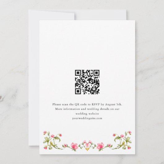 Meadow Pastel Franse Rozen Floral QR code Huwelijk Kaart (Achterkant)