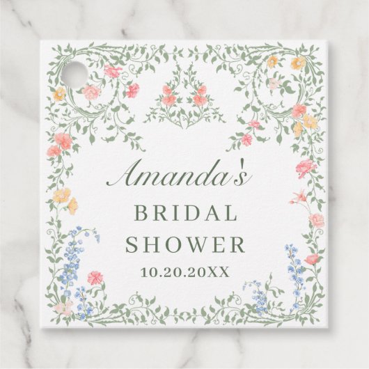 Meadow Pastel Franse Rozen Floral Vrijgezellenfees Bedankjes Labels (Voorkant)