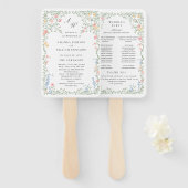 Meadow Pastel Franse Rozen Floral Wedding Programm Handwaaier (Voorkant en achterkant)