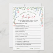 Meadow Pastel Franse Rozen Vrijgezellenfeest Game  Kaart (Voorkant)