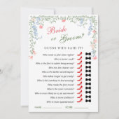 Meadow Pastel Franse Rozen Vrijgezellenfeest Game  Kaart (Voorkant)