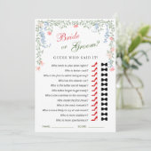 Meadow Pastel Franse Rozen Vrijgezellenfeest Game  Kaart (Staand voorkant)