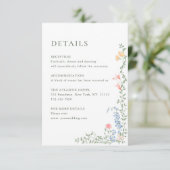 Meadow Pastel Franse Rozen Wedding Details Informatiekaartje (Staand voorkant)