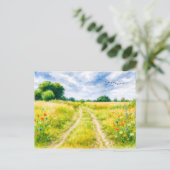 Meadow path island aquarell havelland feestdagenkaart (Staand voorkant)