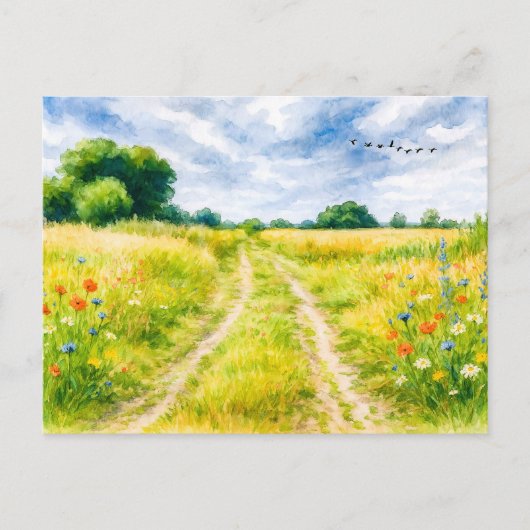 Meadow path island aquarell havelland feestdagenkaart (Voorkant)