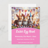 Meadow Rabbits Easter Egg Hunt Invitation Briefkaa Uitnodiging Briefkaart (Voorkant / Achterkant)