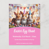 Meadow Rabbits Easter Egg Hunt Invitation Briefkaa Uitnodiging Briefkaart (Voorkant)