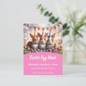 Meadow Rabbits Easter Egg Hunt Invitation Briefkaa Uitnodiging Briefkaart (Staand voorkant)