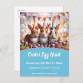 Meadow Rabbits Easter Egg Hunt Invitation Briefkaa Uitnodiging Briefkaart (Voorkant / Achterkant)