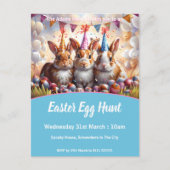 Meadow Rabbits Easter Egg Hunt Invitation Briefkaa Uitnodiging Briefkaart (Voorkant)