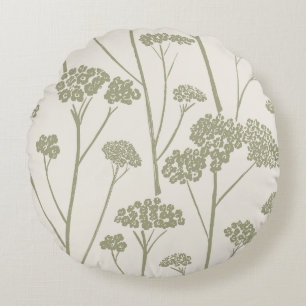 Meadow Silence Crème Linen Stof Olijfgroen Rond Kussen