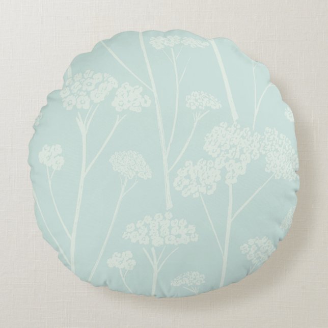 Meadow Silence Soft Aqua Pale Seafoam Rond Kussen (Voorkant)