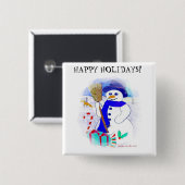 Meadow Snowman Vierkante Button 5,1 Cm (Voorkant /achterkant)