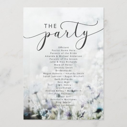 Meadow Song vervagen Wildbloemen trouwceremonie Programmakaart (Achterkant)