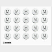 Meadow Song vervagen Wildflower Monogram Bruiloft Ronde Sticker (Vel)