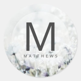 Meadow Song vervagen Wildflower Monogram Bruiloft Ronde Sticker