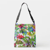 Meadow Summer Blossoms Botanische Tuin Waterverf Crossbody Tas (Achterkant)