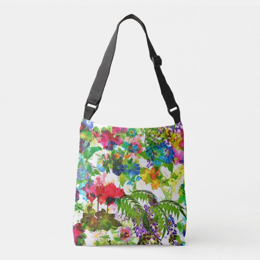 Meadow Summer Blossoms Botanische Tuin Waterverf Crossbody Tas (Voorkant)