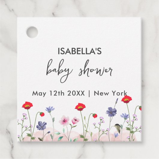 Meadow Summer Wildflower Baby shower Bedankjes Labels (Voorkant)