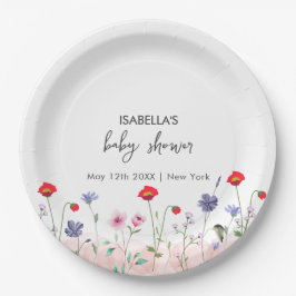 Meadow Summer Wildflower Baby shower Papieren Bordje