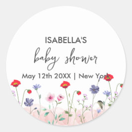 Meadow Summer Wildflower Baby shower Ronde Sticker