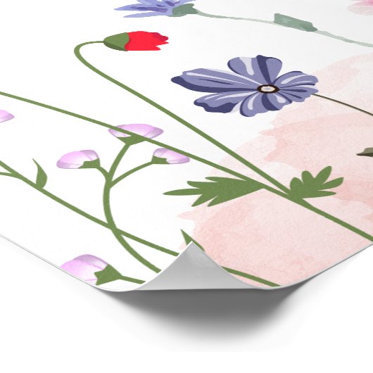 Meadow Summer Wildflower Baby shower Welkom Poster (Hoek)