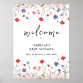 Meadow Summer Wildflower Baby shower Welkom Poster (Voorkant)