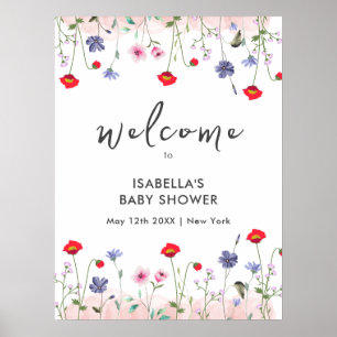 Meadow Summer Wildflower Baby shower Welkom Poster