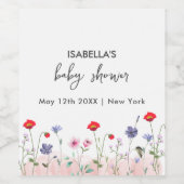Meadow Summer Wildflower Baby shower Wijn Etiket (Enkel label)