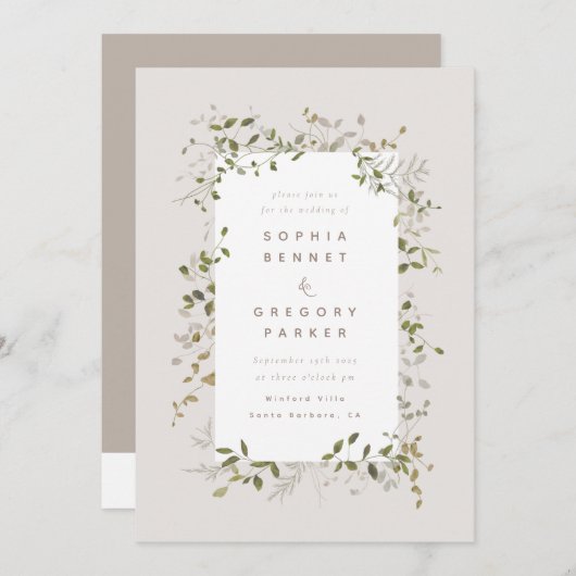 Meadow Vines Invitation Kaart (Voorkant / Achterkant)