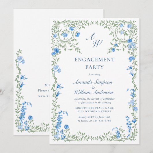 Meadow Waterverf Wildflower ENGAGEMENT PARTY Kaart (Voorkant / Achterkant)