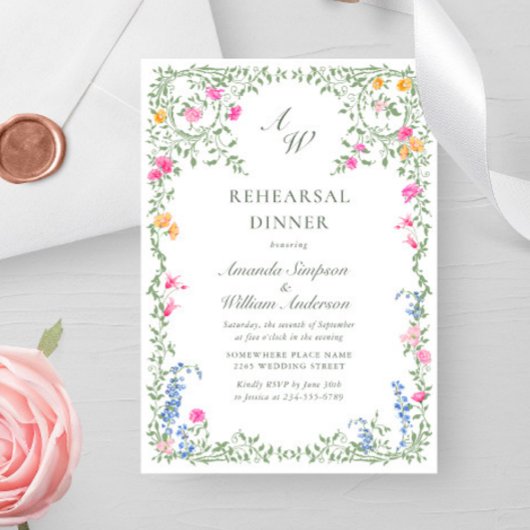 Meadow Waterverf Wildflowers repetitie diner Kaart