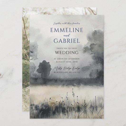 Meadow Wedding Invitation Kaart (Voorkant / Achterkant)