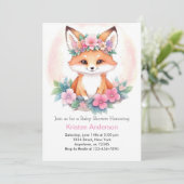 Meadow Whimsical Fox Roze Boho Meisje Baby shower Kaart (Staand voorkant)
