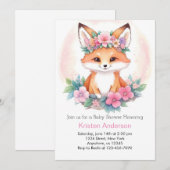 Meadow Whimsical Fox Roze Boho Meisje Baby shower Kaart (Voorkant / Achterkant)