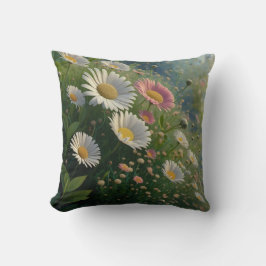 Meadow Whispers: een Daisy-symfonie in bloei Kussen