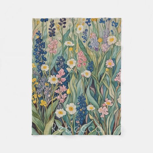Meadow Whispers: Pastel Wildflowers Fleece Deken (Voorkant)