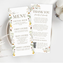Meadow Wild Flower Autumn Wedding Menu Bedankt
