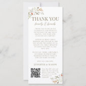 Meadow Wild Flower Autumn Wedding Menu Bedankt (Achterkant)