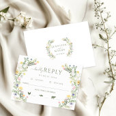 Meadow Wild Flower Rustic Wedding Vriendelijk Antw RSVP Kaartje