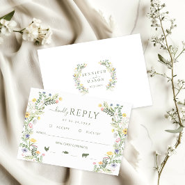 Meadow Wild Flower Rustic Wedding Vriendelijk Antw RSVP Kaartje