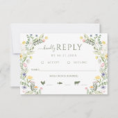 Meadow Wild Flower Rustic Wedding Vriendelijk Antw RSVP Kaartje (Voorkant)