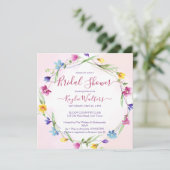 Meadow wilde bloemen boho bridal doucheuitnodiging kaart (Staand voorkant)